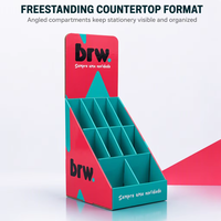 Boîte de présentation en carton ondulé recyclable personnalisée pour la papeterie, présentation en magasin, support de comptoir écologique PDQ