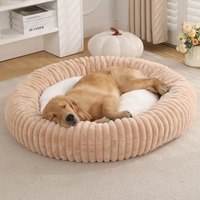 Vente Chaude Panier pour Animaux Nouveau Design Nid Donut Chaud Hiver Lavable en Machine en Velours Côtelé Solide pour Petits et Moyens Chats et Chiens