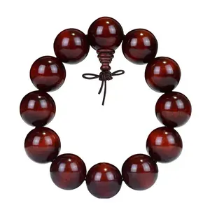 Pulseira de oração buda madeira nepal, pulseira grande de 20mm 18mm vermelha de sândalo