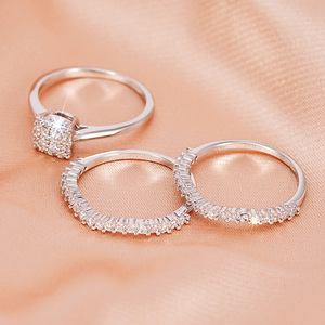 Set di anelli con zirconi quadrati da donna, gioielli eleganti per matrimoni, accessori regalo di lusso alla moda - Product Image 3