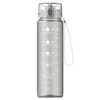 Bouteille d'eau de fitness motivante minimaliste en plastique étanche avec marqueur de temps pour le débit de type de pressage de voyage