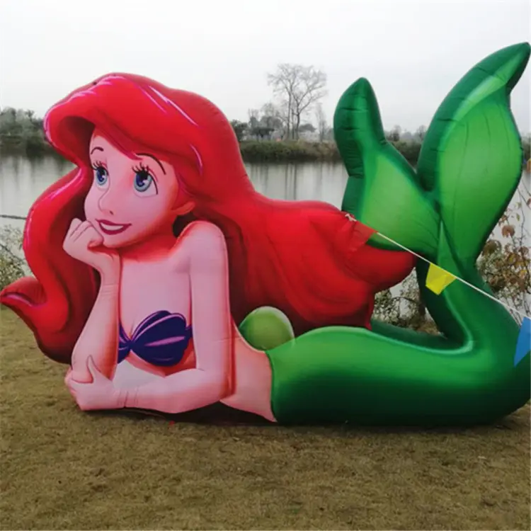 Figura inflable de sirena, escenario cuadrado, inflable, mascota de dibujos animados, OEM