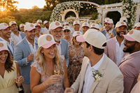 Casquette de baseball unisexe sportive personnalisée avec patch brodé, en coton bicolore crème et rose, pour mariage, avec boucle dorée, vente en gros