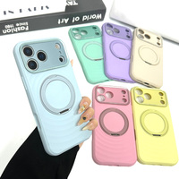 Coque en silicone ondulée de luxe pour iPhone 17 Pro Max avec protection 360° °   Support magnétique rotatif, coque de protection antichoc au toucher doux