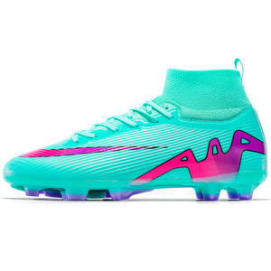 Chaussures de football blanches, roses et violettes pour hommes, à tige haute, avec semelle extérieure en TPU - Product Image 4