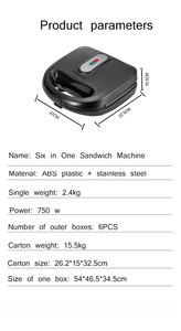 6 trong 1 hai mặt bánh <span class=keywords><strong>Sandwich</strong></span> <span class=keywords><strong>Maker</strong></span> bán tự động ăn sáng máy làm với 6 khay ăn sáng bánh <span class=keywords><strong>Sandwich</strong></span> <span class=keywords><strong>Maker</strong></span> đặt nướng bánh mỳ - Product Image 4