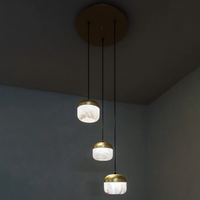 Lampe suspendue multi-têtes en marbre, style nordique minimaliste, pour salon, salle à manger et escalier, en albâtre