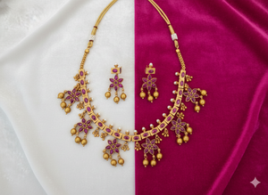 Elegant Antique Kemp Matte Gold Necklace <b>Choker</b> Style with Gold Clustered <b>Pearls</b> Ideal for Traditional and Designer Jewelry - Product Image 5