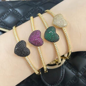 レディース18K金メッキピーチハートキュービックジルコニアブレスレットファッショナブルなバングルジュエリーアクセサリーギフトカップルブレスレット - Product Image 2