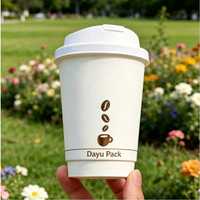 Gobelets à café jetables en papier kraft à double paroi biodégradables Dayu Pack avec couvercle, gobelets à emporter écologiques avec logo personnalisé