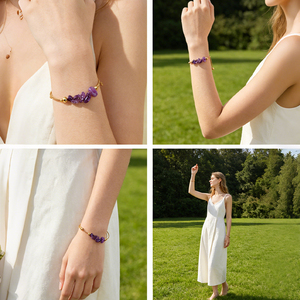 Bracelet en éclats d'améthyste, bijoux de guérison en cristal naturel, bracelets tendance pour femmes, cadeau - Product Image 4