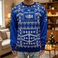 Pull tricoté pour homme à col rond et manches longues, motif jacquard Fair Isle, thème football décontracté, idéal pour les fans en automne et en hiver – Meilleure vente