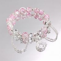 Bracelet en perles de cristal glacé, bijoux, charme papillon en diamant, bracelet en perles, bracelet en perles de cristal craquelé fantaisie popcorn