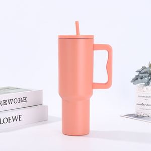 Car H4.0 <b>Handle</b> Travel <b>Tumbler</b> <b>40oz</b> Double Wall Vacuum Mug Lid Straw Anti-Slip OEM Custom Logo - Product Image 2