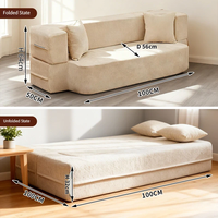Canapé-lit pliable pour appartement, taille double, moulage intégré, amovible, lavable, multifonctionnel, pour la maison
