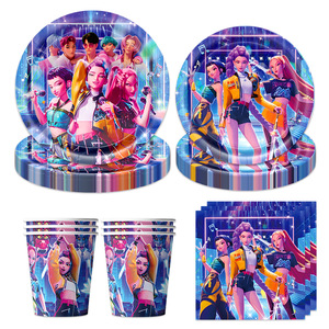 Vaisselle sur le thème de la K-POP, bleu, Witcher Girl Group, assiettes en papier, gobelets en papier, nappes, bannières, décorations de fête d'<span class=keywords><strong>anniversaire</strong></span> - Product Image 6