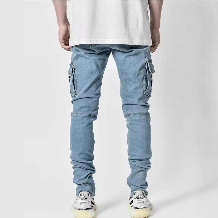 New Jeans Men's Side Pocket Small Trouser Leg Skinny Jeans