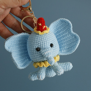 Customized Crafts DIY Easy Crochet Kit for Kids Adults Yarn Mini Elephant Crochet Tutorials Sewing Weaving Art Keychain Gift