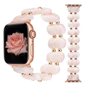 Charm Women Lady Elastic <span class=keywords><strong>Metal</strong></span> Bead <span class=keywords><strong>Correa</strong></span> <span class=keywords><strong>de</strong></span> resina para <span class=keywords><strong>Apple</strong></span> <span class=keywords><strong>Watch</strong></span> Ultra 2 9 8 7 5 4 3 2 Pulsera <span class=keywords><strong>de</strong></span> lujo <span class=keywords><strong>Correa</strong></span> - Product Image 3
