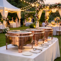 Réchaud de buffet rond de luxe commercial de haute qualité 6L or rose pour mariage, fête, hôtel