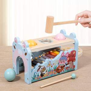 Jouet musical multifonctionnel 2-en-1 pour l'éveil éducatif : <span class=keywords><strong>banc</strong></span> de percussion en bois et <span class=keywords><strong>xylophone</strong></span> <span class=keywords><strong>à</strong></span> marteaux - Product Image 5