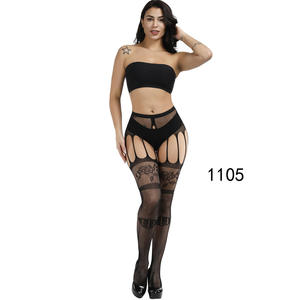 Sous-vêtements Sexy Dentelle Transparent <span class=keywords><strong>Opaque</strong></span> Filet à Sangle Mince <span class=keywords><strong>Bas</strong></span> Noir Taille Libre Filet de Pêche Antidérapant Porte-jarretelles Europe Amérique - Product Image 2