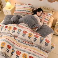Couette d'hiver à imprimé dessin animé, double face en polaire Sherpa, épaisse et chaude, pour lit King Size, matelassée 3D