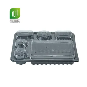 Bandejas Plásticas Descartáveis Levar Food Container Lunch Box Bento Box com Tampa