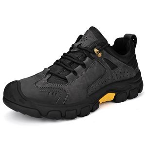 Chaussures de travail d'extérieur en cuir véritable pour hommes, best-seller de la mode, avec embout de protection, antidérapantes, basses, pour la randonnée et décontractées - Product Image 6