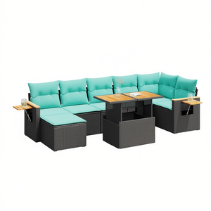 Ensemble de canapés de patio en polyrotin gris moderne de 8 pièces avec coussins, meubles d'extérieur - Product Image 1