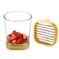 Snelle fruit- en groentesnijder en -hakselaar met opvangbak - snijbeker voor aardbeien, druiven, bananen, champignons