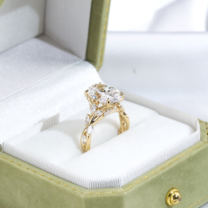 Кольцо с бриллиантом Messi Jewelry MSR-1903 из желтого золота 10К/14К/18К, 5 карат, D VVS1, овальной огранки, выращенное в лаборатории, для женщин - Product Image 3
