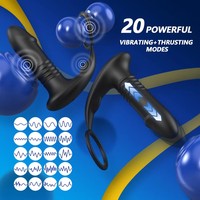 Automatischer Prostata-Massager mit Penisring, Kabellose Fernbedienung, Teleskopischer Anal-Vibrator, P-Punkt-Stimulator, Sexspielzeug für Männer
