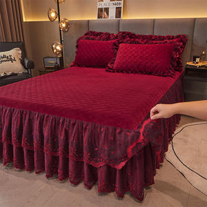 SP140 di lusso europa principessa biancheria da letto Set gonna da letto federe in velluto e caldo lenzuola morbide da letto - Product Image 5