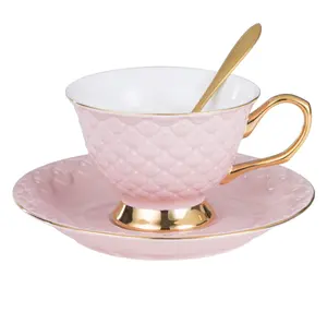 Hot Sale Fine Bone China Coffee Mugs Luxury Tea Cup Sets and Saucer Ceramic