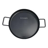 Poêle à frire avec 3 pieds amovibles pour camping en plein air, barbecue au bois, double face en fonte avec revêtement céramique, acier inoxydable noir