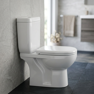 Space Saving Short Projection Two Piece Square Toilet Ceramic Floor Standing <b>Back</b> To Wall Rimless WC - Product Image 4