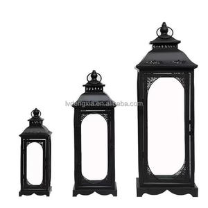 Eid Mubarak grande europeo in ferro vetro portacandele in metallo bianco candelabro lampada a vento lanterna per casa hotel arredamento interno esterno - Product Image 3