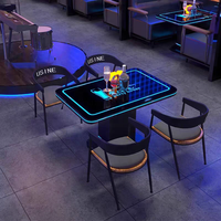 Table de bar en métal moderne pour centre commercial et restaurant avec éclairage LED, table à manger de 75 cm de haut