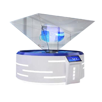 Kustom 1*1m kecerahan tinggi 3D piramida hologram 360 warna-hologram transparan layar tampilan kabinet