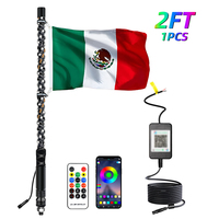 2FT RGB LED Fahnenmast-Lichtset 12V Wasserdichtes LED-Peitschenlicht für LKW ATV UTV Offroad Sanddünen Sicherheitswarnleuchte Neu