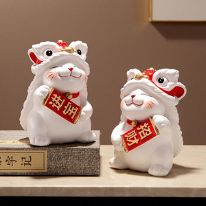 Sculpture d'art populaire Danse du Lion, Ornement créatif en résine époxy, Décoration artistique pour la maison, Cadeau de pendaison de crémaillère pour salon, Vente en gros - Product Image 1