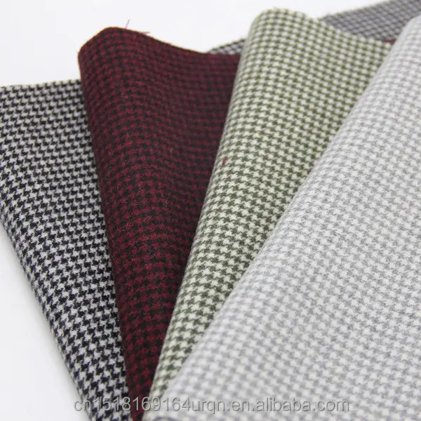 Double face fancy woolen cloth two sides houndstooth check wool fabric mid weight yarn color winter warn for overcoat & jacket