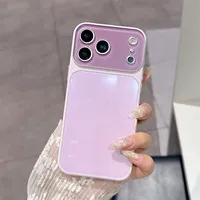 Coque en verre trempé brillant pour iPhone 17 16 15 14 Pro Max avec protection de l'objectif scintillante et antichoc