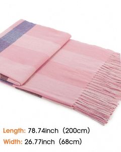 Écharpe longue en cachemire à carreaux rose de luxe pour femmes, idéale pour l'hiver - Product Image 6