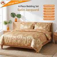 Ensemble de literie 3 pièces populaire en microfibre satin jacquard pour la maison et l'hôtel, parure de draps et de couette pour distributeurs en gros en Afrique et au Moyen-Orient