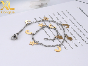 สร้อยข้อมือสแตนเลสสีเงินสไตล์ยุโรปอเมริกัน ดีไซน์ลายดวงดาวกลางคืน จี้รูปพระจันทร์แบบมินิมอลสำหรับผู้หญิง - Product Image 6