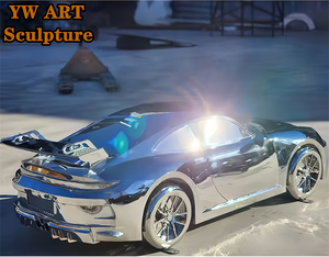 공장 아울렛 맞춤형 실물 크기 스테인레스 스틸 거울 마감 금속 다이 캐스트 실버 모델 자동차 조각 - Product Image 5