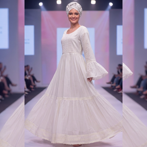 Robe longue de luxe africaine Super Blanche pour femme, imprimé numérique floral, dentelle, coton écologique à séchage rapide, élégante, collection Printemps-Été - Product Image 4