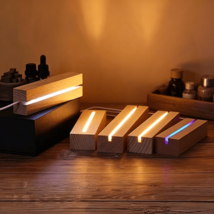 Modern Design LED Wooden Lamp Luminous Acrylic DIY Wooden Base Suitable for Gifts and Weddings Wooden Visual LED Night Light - Product Image 6